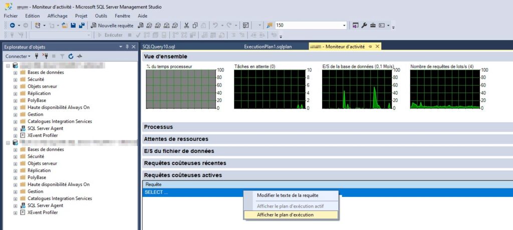 Les requêtes coûteuses dans le Moniteur d'Activité de SQLSMS